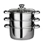 Premier Housewares Stainless Steel Multi Steamer with Glass Lid and Capsule Base, 22 cm Diameter x 25 cm Height