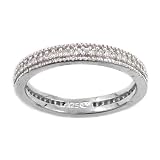 Sterling Silver 1/4 cttw Diamond Stackable Band Ring