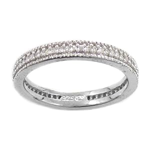 Sterling Silver Diamond Stackable Band Ring (1/4 cttw), Size 7