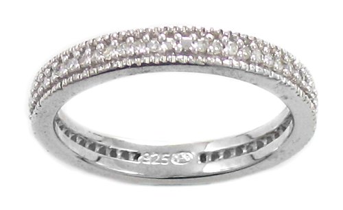 Sterling Silver Diamond Stackable Band Ring (1/4 cttw), Size 6