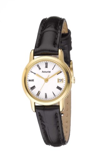 Accurist LS562WR Ladies Round Case, Black Strap Watch