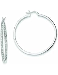 1 Carat 14K White Gold Quality Completed Diamond In/Out Hoop Earrings