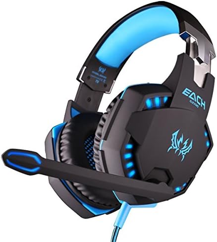 KOTION EACH G2100 Professional 3.5mm LED PC Gaming Bass Stereo Noise Isolation Vibration Headset Headband With Mic Volume Control HiFi Driver For Laptop Computer Skype Online Chatting