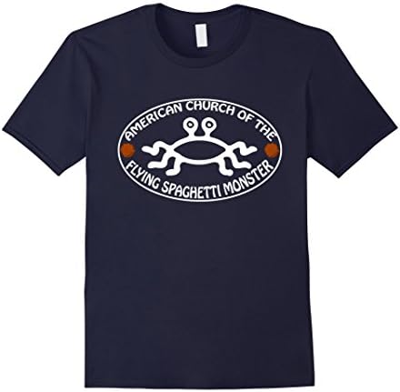 Men's American Church of the Flying Spaghetti Monster FSM T-Shirt XL Navy