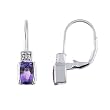 Sterling Silver Amethyst and CZ Lever-Back Earrings