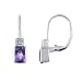 Sterling Silver Amethyst and CZ Lever-Back Earrings