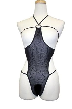 Sheer Wavy Line Open Bust and Crotchless Teddy