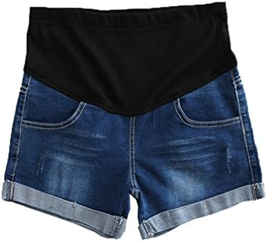 Mommy Tree Women's Maternity Jeans Shorts Medium Blue