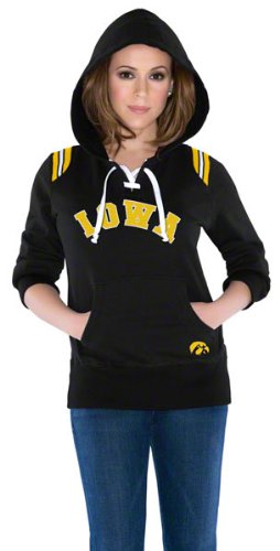 Iowa Hawkeyes Women's Laced Up Fleece Hooded Sweatshirt - by Alyssa Milano