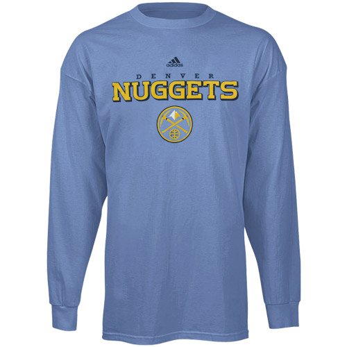NBA adidas Denver Nuggets True Basic Long Sleeve T-shirt - Light Blue (Large)