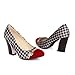 Charm Foot Vintage Damier Womens Chunky Heel Pumps Shoes