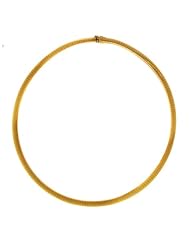 14K Yellow Gold Omega Flat 6mm Necklace 18 Inch