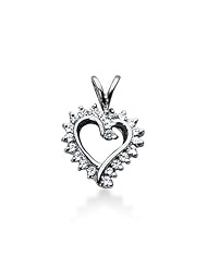 14K Gold Prong set Diamond Heart Pendant (0.44 cttw, F - G Color, SI2 Clarity)