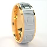 14K Gold Plated Grooved Titanium Ring Jewelry sizes 8 to 12