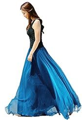 Chiffon/Satin/Silk Elasticized   Waistline Goddess Summer Maxi Dress 