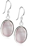 Silver Oval Pink Mother of Pearl Drop Earrings