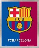 Football Mini Poster et Cadre (Alu) - FC Barcelone, Blason (50 x 40cm)