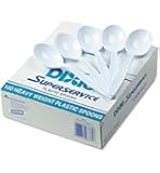 Dixie Plastic Cutlery, Heavyweight Soup Spoons, White, 100/Box