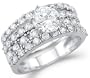 Solid 14k White Gold Ladies CZ Cubic Zirconia Engagement Wedding Ring Set Round Cut 3.0 ct