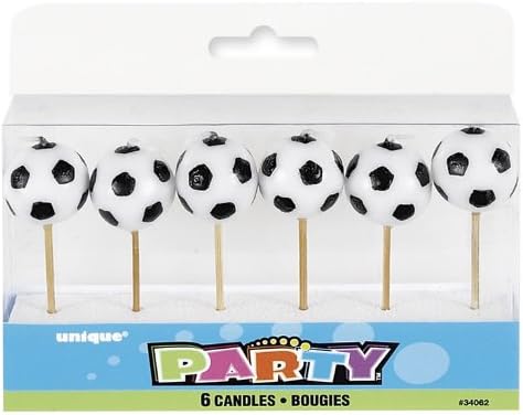 Soccer Ball Pick Candles 6 Count