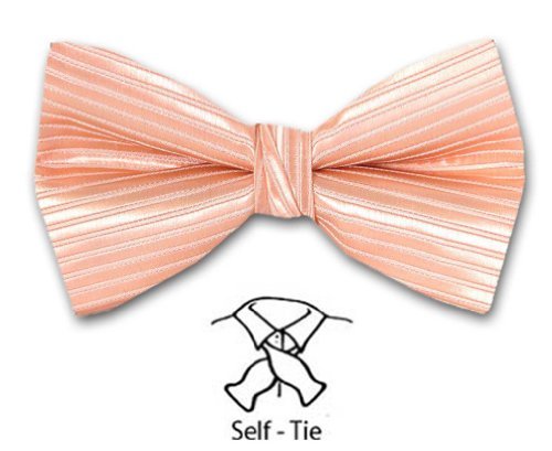Peach Solid Color Self Tie Bow Tie