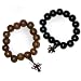 Asian Buddhist Wrist Mala - Yin Yang Pair of Buddha Meditation Prayer Beads - Wood