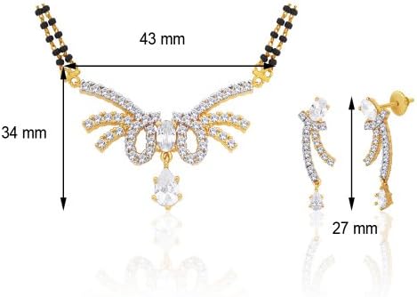 Viyari Sansita Goldtone Love Holy Thread Indian Mangalsutra 16 Inch Necklace Earrings Jewelry Set
