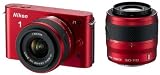 Nikon 1 J1 Systemkamera (10 Megapixel, 7,5 cm (3 Zoll) Display) rot inkl. 1 NIKKOR VR 10-30 mm und VR 30-110 mm Objektive
