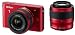 Nikon 1 J1 Systemkamera (10 Megapixel, 7,5 cm (3 Zoll) Display) rot inkl. 1 NIKKOR VR 10-30 mm und VR 30-110 mm Objektive