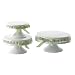Two's Company Victoria Cake Plateau with Saga Green Ribbon, Ceramic, Set of 3