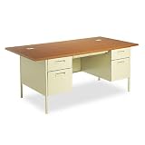 HON P3276ML Metro Classic Series 72 by 36 by 29-1/2-Inch Double Pedestal Desk, Medium Oak