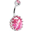 October 13mm Oval Solitaire Birthstone Belly Ring