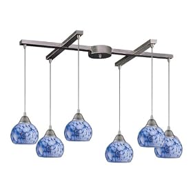 Mela - 6 Light Kitchen Island Pendant Track Lighting Fixture - Dark Rust Bronze - Blue...