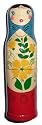 Wide Eyes Russian Doll Wooden Container 7.75"H X 2.25"D