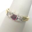 14K Two-Tone Gold Ruby and Diamond Three-Stone Ring