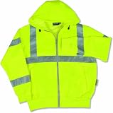 ERB 61529 S375 Class 3 Zip Up Safety Sweat Shirt, Lime, 3X-Large