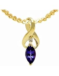 14K Yellow Gold Tanzanite and Diamond Pendant -- LIFETIME WARRANTY