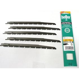 Heller Germany 240444 Reciprocating Saw Blades 220mm 5Tpi Pack of 5 Green Wood Cutting