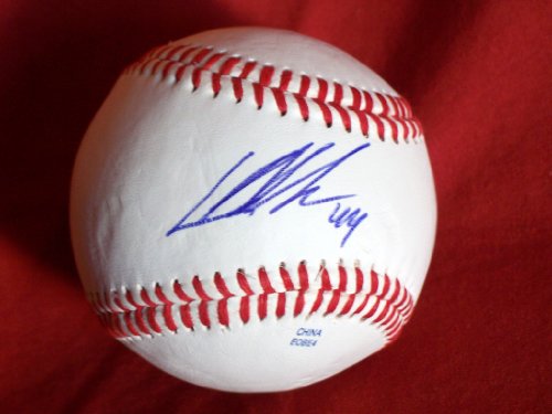 Luke Hochevar Autographed Rolb Baseball, Kansas City Royals, Proof Photo of Luke Signing for Us.