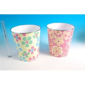 PLASTIC WASTE PAPER BIN 25CM - SET OF 2 - FLORAL