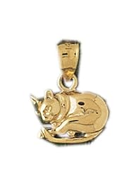 Dazzlers Solid 14k Gold Cat Charm Pendant Available in three colors from jewelsberry (weights: 1.4 grams only)