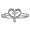 Three Stone Diamond Heart Shape Promise Ring in Sterling Silver ( Sizes 4-9)