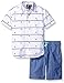 Nautica Boys Two Piece Woven Short Sleeve Shirt Set with Solid Pull On Bottom