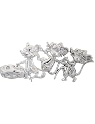 Sterling Silver Three Blind Mice Brooch Pin, 2 7/8 inch (73 mm) wide