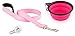 Pink Dog Leash | 3 Pack Bundle | Soft Padded Handle and Stainless Steel Swivel Clip, 5 Ft X 1 In, for Medium to Large Dogs | LED Dog Collar Blinker Light | Collapsible Pet Travel Bowl