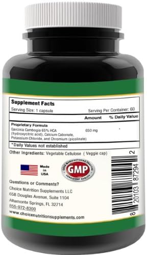 Choice Nutrition Supplements 65% HCA Garcinia Cambogia Extract Extreme Natura...