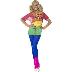 80er Jahre Kost�m Kleid Aerobic Popstar Stirnband f�r Damen Damenkost�m Gr. S / 36 - 38
