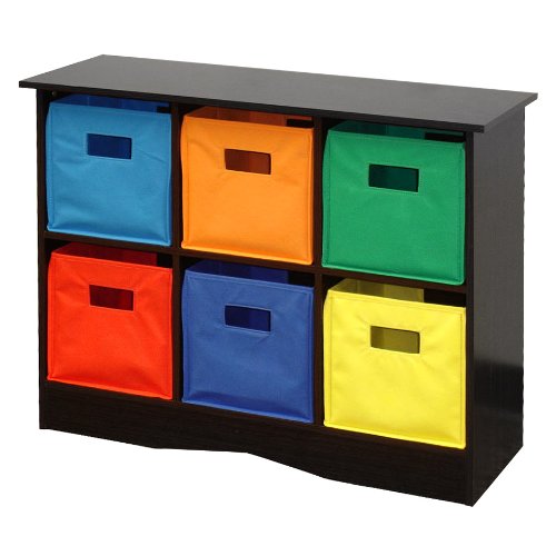 RiverRidge Kids 6 Bin Storage Cabinet, Espresso