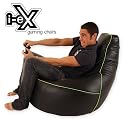 i-eX &reg; Gaming Chair -Faux Leather - Man Size Gaming Bean Bag - Great for a Gamer (Lime/Black)