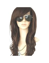 MelodySusie High Quality New Womens Dark Brown Long Full Curly Wavy Glamour Hair Wig Fashion + MelodySusie Wig Cap + MelodySusie Wig Comb
